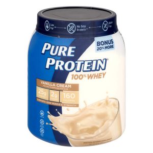 Pure Protein 100% Whey Protein Powder, Vanilla Cream, 25g Protein, 1.75 Lb
